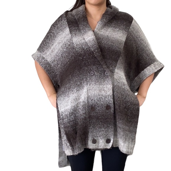 BCBGMaxAzria Oversized Cape/Poncho/Wrap Wool Blend Sweater in Brown Ash - medium - Picture 2 of 16